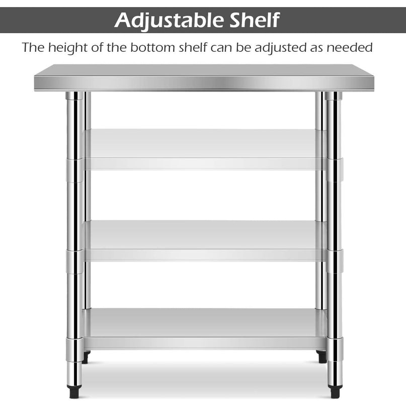 Giantex Food Prep Table, Commercial Kitchen Work Table w/ 4 Casters