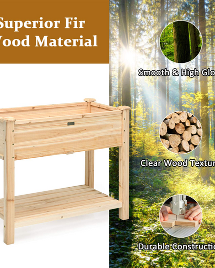 Outdoor Planter Box W/Shelf for Garden Patio Backyard