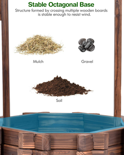 Giantex Outdoor Wooden Wishing Well with Hanging Bucket