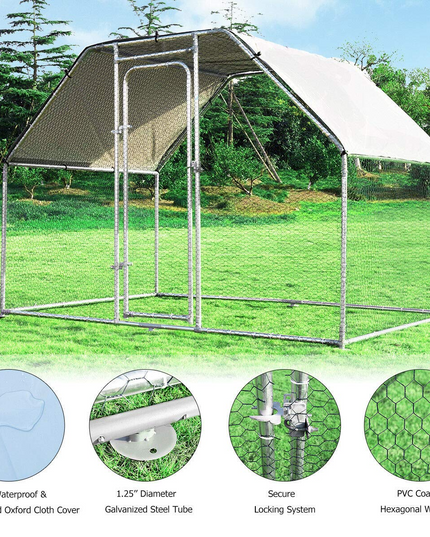 Giantex Large Metal Chicken Coop Walk-in Chicken Coops Hen Run House Shade Cage