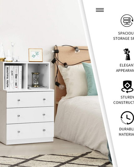 Dresser with 3 Drawers and 2 Cubbies Functional Organizer