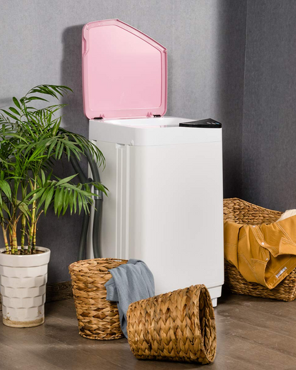 7.7 lbs Compact Full-Automatic Laundry Washing Machine (Pink)