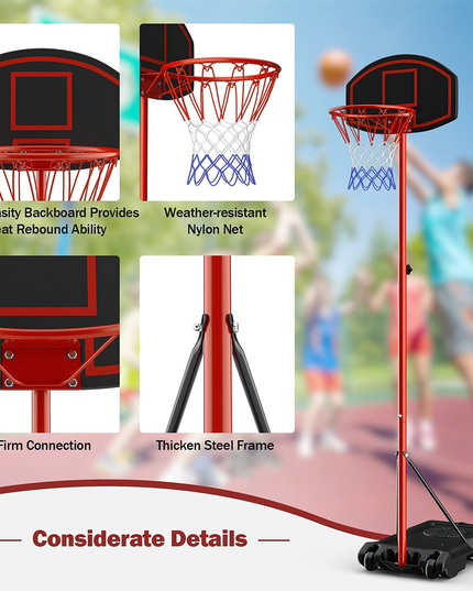 Giantex Portable Basketball Hoop Adjustable Height 6.5 - 8.5 FT, Backboard System Stand with 2 Wheels