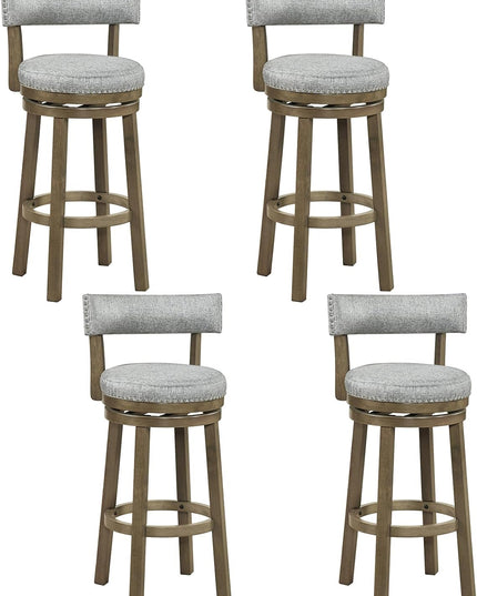 Giantex 31.5" Swivel Bar Height Stools with Linen Fabric Upholstered Seat & Back (2/4)
