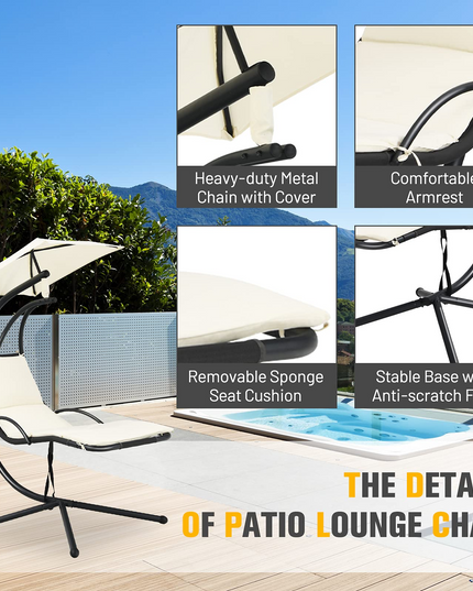 Giantex Hanging Arc Chaise Hammock for Patio Poolside Backyard Garden Porch