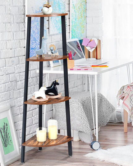 4-Tier Corner Shelf Industrial Multipurpose Bookcase - Giantexus