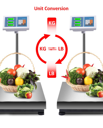Giantex 660lbs Weight Computing Digital Scale Floor Platform Scale Postal Scale Accurate Shipping Mailing LB/KG Price Calculator, Silver - Giantexus