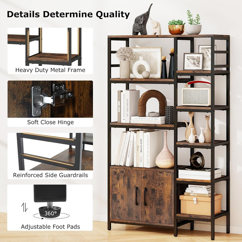 Giantex Double Wide 8 Tier Bookshelf for Living Room