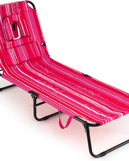 Chaise longue de bronzage pliante Giantex – Chaise de patio réglable avec trou pour le visage
