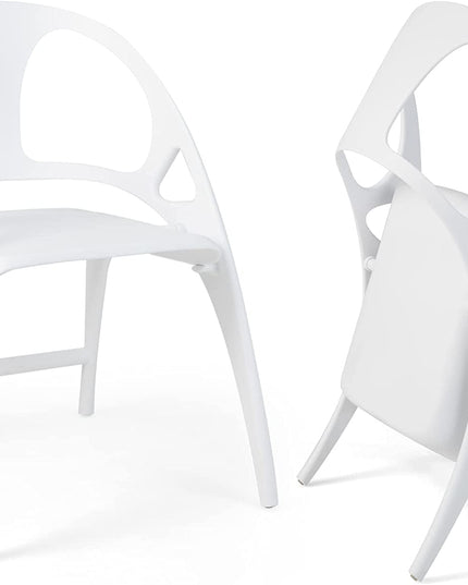 Giantex Folding Dining Chairs Set of 2/4, Outdoor Plastic Dining Chairs with Armrest and High Backrest