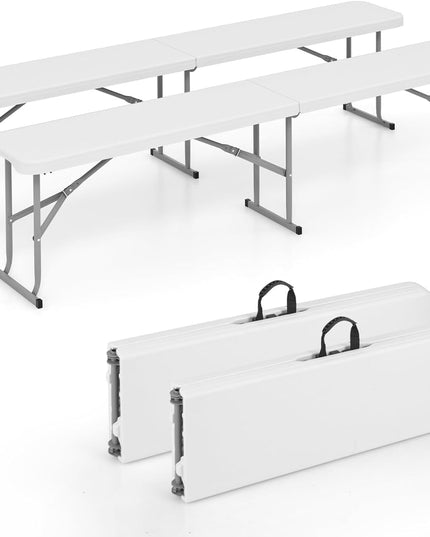 Giantex 6 Feet Plastic Folding Bench, Portable Picnic Seat for BBQ Party Camping Dining, HDPE Top
