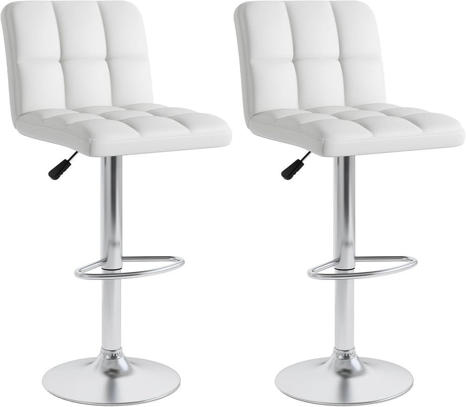 Giantex Swivel Bar Stools Set of 2/4, Upholstered Counter Height Bar Chairs with Back
