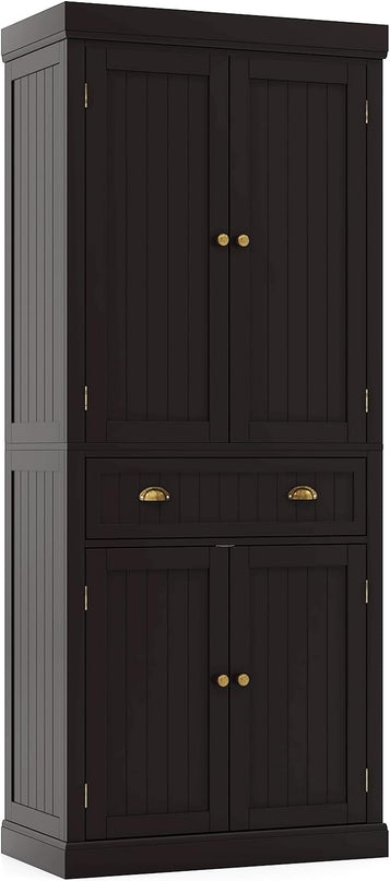 Giantex Pantry Organizers and Storage, 72" Tall Kitchen Cabinet with 2-Door Cabinets & Drawer, Buffet Sideboard