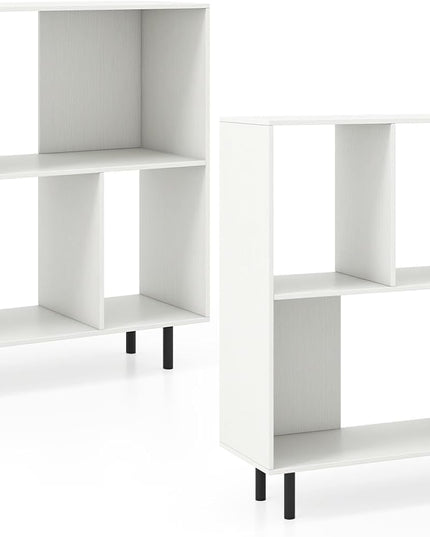 Giantex 3-Tier Bookcase, Modern Cube Bookshelf with 4 Compartments & Metal Legs, Minimalist Freestanding Storage Organizer