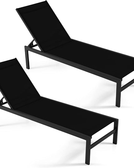 Giantex Patio Chaise Lounge Chair, Outdoor Sunbathing Chair Lawn Reclining Lounger with 6 Adjustable Position