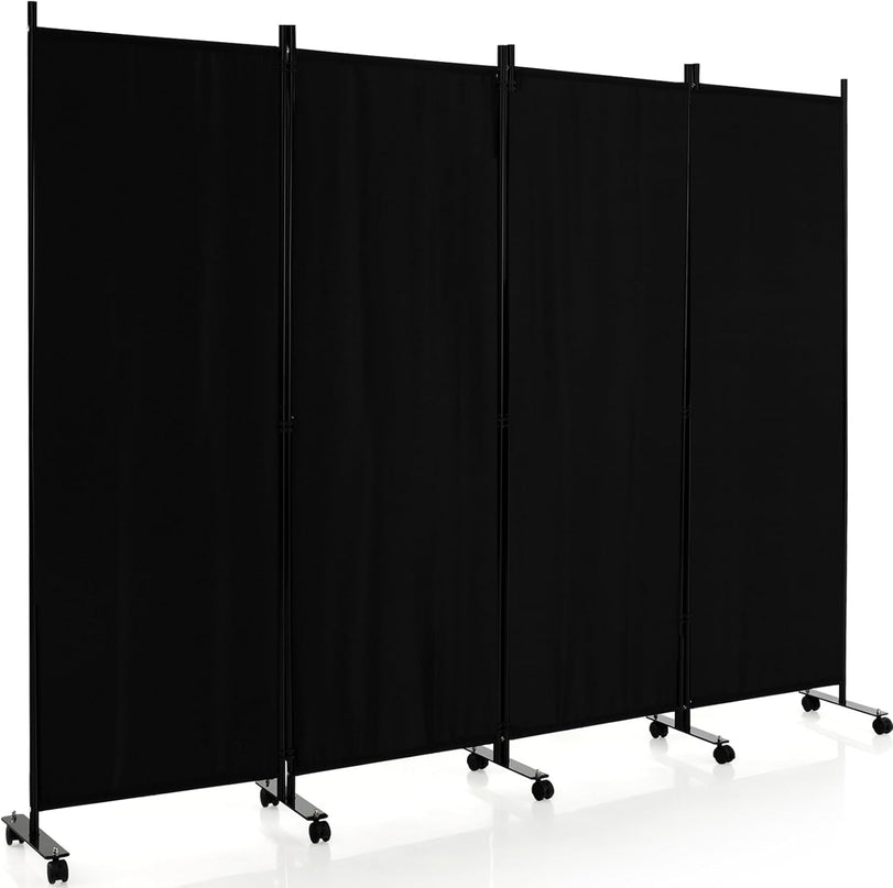 Giantex 4 Panel Room Divider, Folding Privacy Screen with Lockable Wheels, Rolling Partition Room Dividers