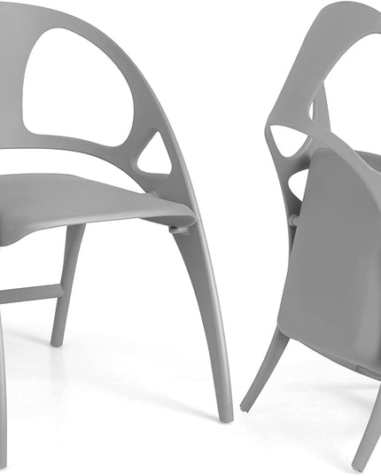 Giantex Folding Dining Chairs Set of 2/4, Outdoor Plastic Dining Chairs with Armrest and High Backrest