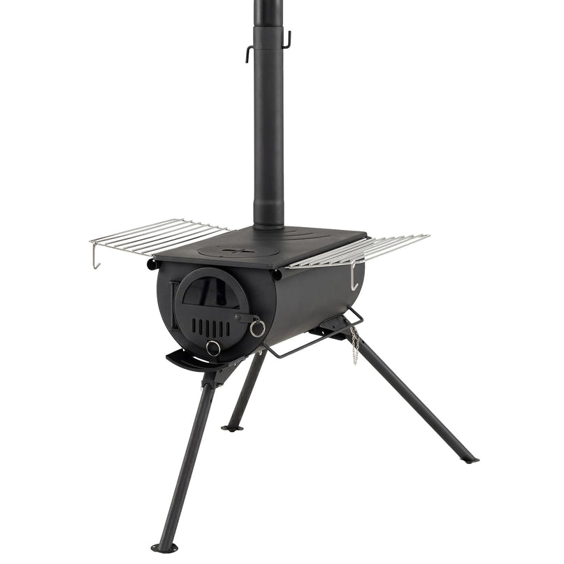 Giantex Hot Tent Stove Portable Wood Burning Stove w/ 5 Chimney Pipes
