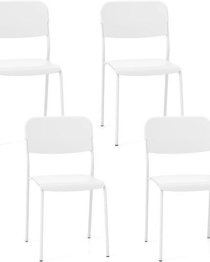 Giantex Metal Dining Chairs Set of 4, Stackable Lightweight Kitchen Chairs w/Tilted Backrest & Sturdy Metal Legs