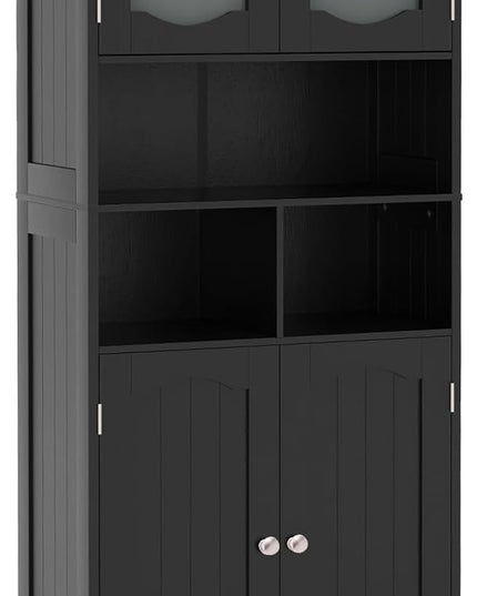 Giantex 58.5" Tall Storage Cabinet - Pantry Cabinet with Tempered Glass Doors, Adjustable Shelves