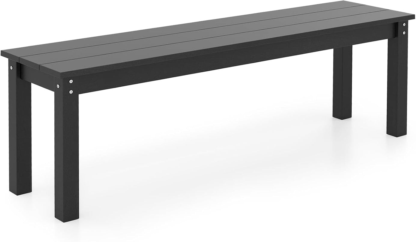 Giantex 55" HDPE Outdoor Bench 2-3 People Weatherproof Backless Patio Garden Benc