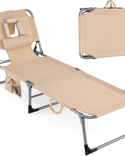 Chaise longue de plage pliante Giantex Face Down avec dossier réglable à 4 positions (1/2)
