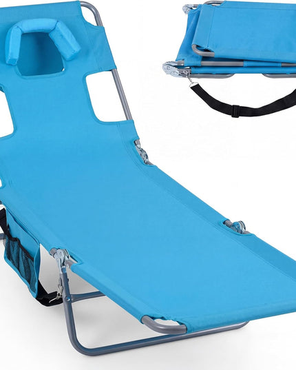 Giantex Folding Tanning Chair with Face Hole& 5-Position Adjustable Backrest (1/2)