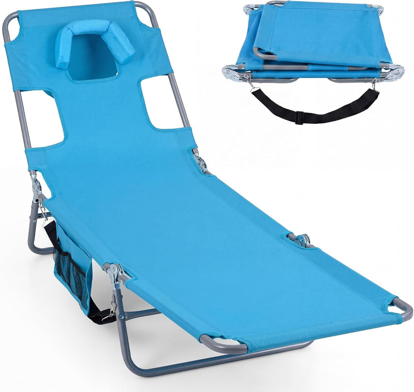 Giantex Folding Tanning Chair with Face Hole& 5-Position Adjustable Backrest (1/2)