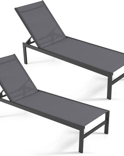 Giantex Patio Chaise Lounge Chair, Outdoor Sunbathing Chair Lawn Reclining Lounger with 6 Adjustable Position