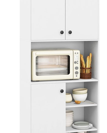 Giantex Pantry Organizers and Storage, 65.5" Tall Pantry Cabinet with Buffet Hutch, Microwave Countertop