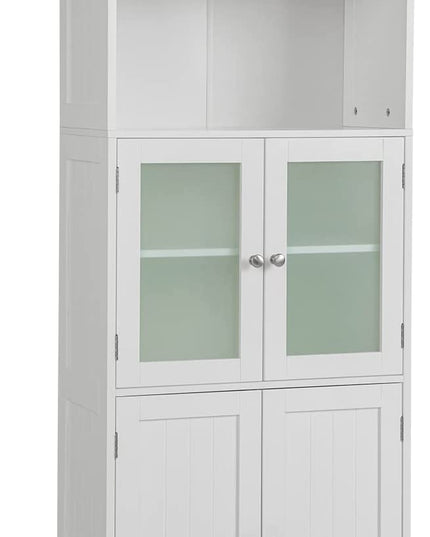 Giantex 64" Tall Bathroom Storage Cabinet, Freestanding Kitchen Pantry Cupboard with 2 Cabinets