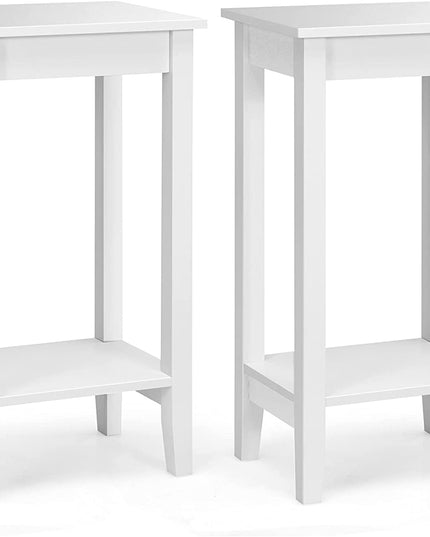 Giantex 2-Tier End Table Tall Nightstand, Simple Design Sofa Bedside Table