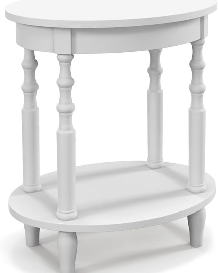 Giantex End Table with Storage Shelf Set of 2, 24.5" Oval Round Side Table with Solid Wood Legs