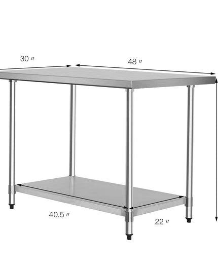 Giantex Stainless Steel Work Table with Shelf Commercial Kitchen Food Prep Table - Giantexus