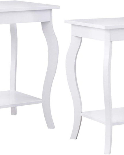 16" End Table W/Storage & Shelf Curved Legs Home Furniture for Living Room