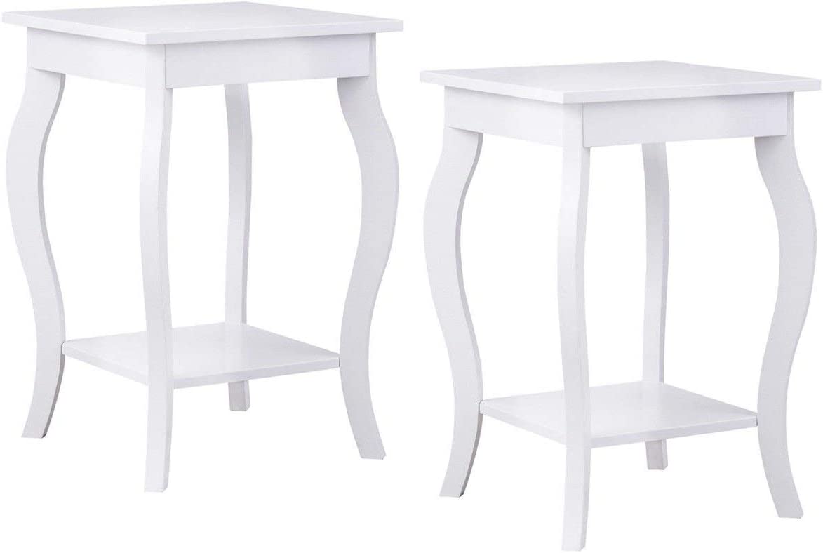 16" End Table W/Storage & Shelf Curved Legs Home Furniture for Living Room