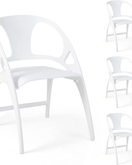Giantex Folding Dining Chairs Set of 2/4, Outdoor Plastic Dining Chairs with Armrest and High Backrest