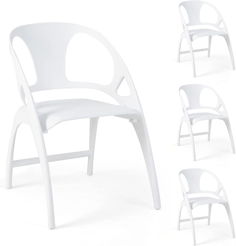 Giantex Folding Dining Chairs Set of 2/4, Outdoor Plastic Dining Chairs with Armrest and High Backrest