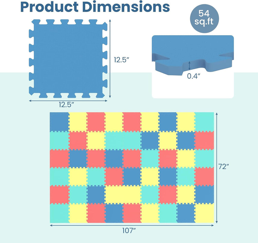Giantex 0.4" Thick Non-Slip Interlocking Exercise Mat with Borders