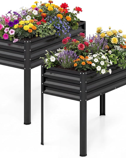 Giantex Raised Garden Bed with Legs | 44" x 22" x 32" Metal Large Elevated Planter Box (1/2)