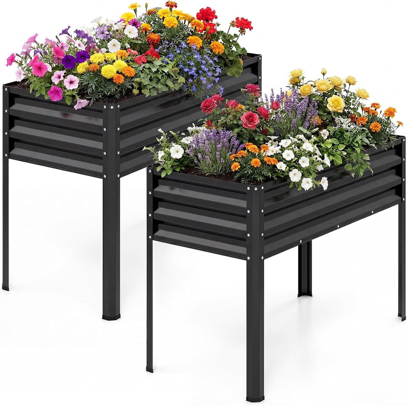 Giantex Raised Garden Bed with Legs | 44" x 22" x 32" Metal Large Elevated Planter Box (1/2)