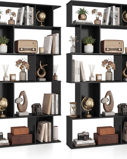 Giantex 5-Tier Bookshelf | 10-Cube Geometric Book Case with 5 Closed-Back Cubbies