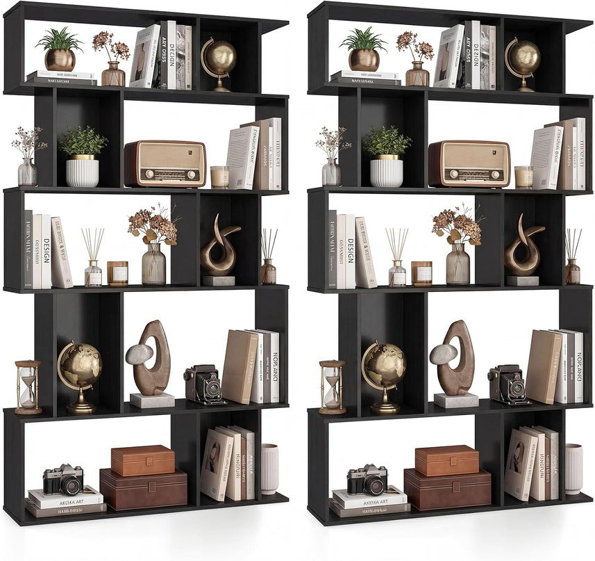 Giantex Bibliothèque à 5 niveaux | Étagère géométrique à 10 cubes avec 5 casiers à fond fermé