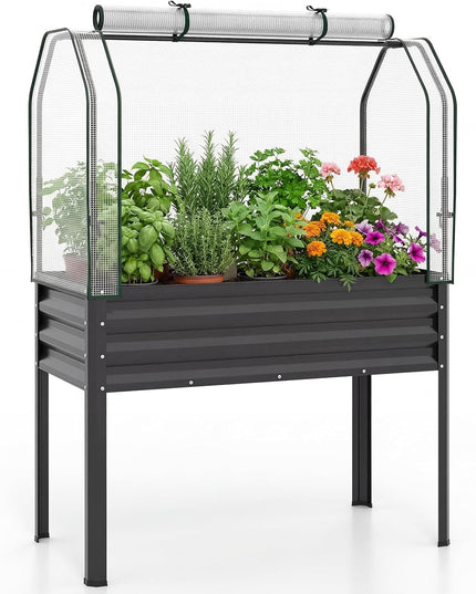 Giantex 44x22x60 Raised Garden Bed with Legs & Greenhouse Cover (1/2)