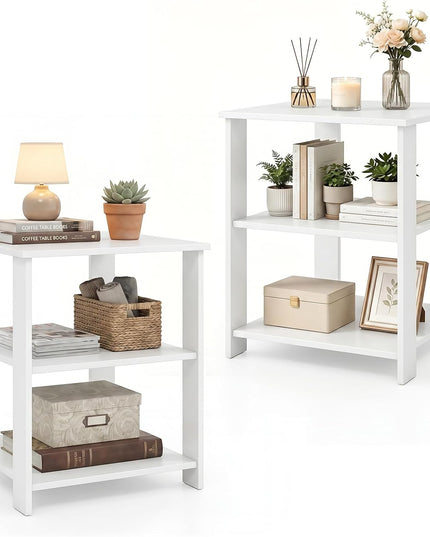 Giantex 16" Square Wooden 3-Tier Side Table with Open Storage Shelves (1/2)