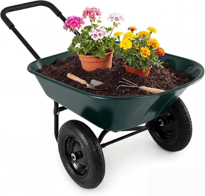 Giantex Dual-Wheel Garden Cart  330LBS Heavy Duty Wheelbarrow