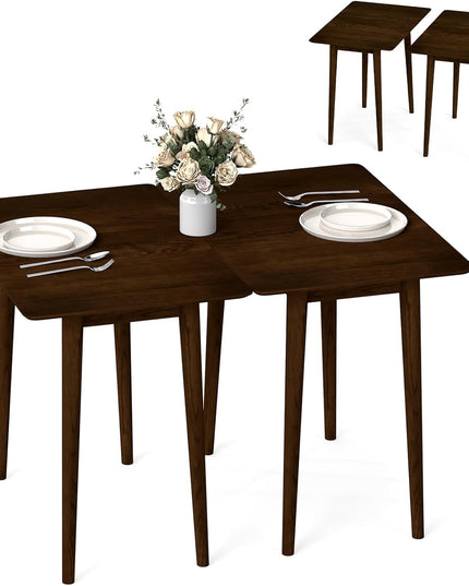 Giantex 34" Rectangular Dinner Table with Solid Rubber Wood Frame