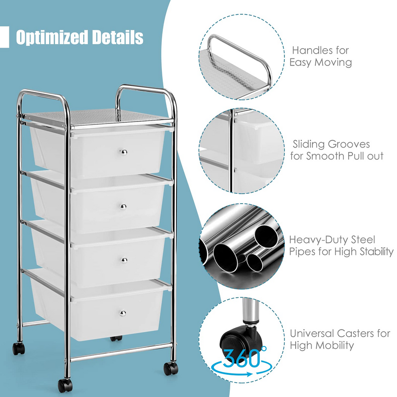 Giantex Rolling Cart with Drawers, Craft Organizer with Wheels