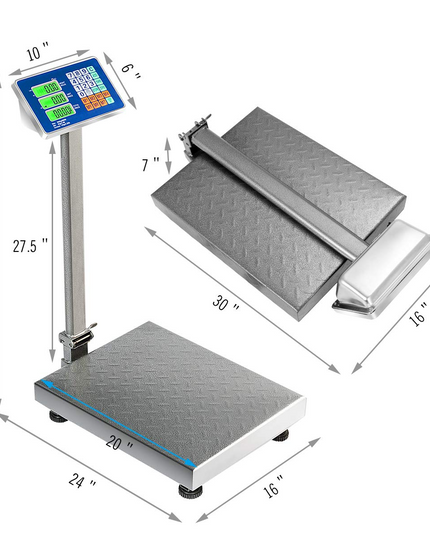 Giantex 660lbs Weight Computing Digital Scale Floor Platform Scale for Weighing Luggage (Silver) - Giantexus