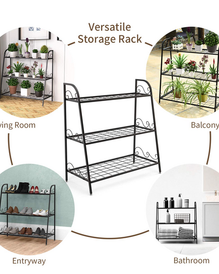 Giantex 3 Tier Metal Plant Stand, Indoor Outdoor Plant Shelf